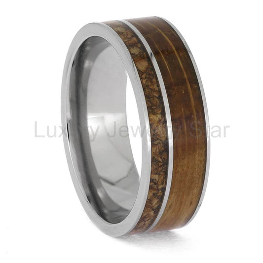 Tequila Oak and Wine Cork Wedding Band in Titanium - image 2