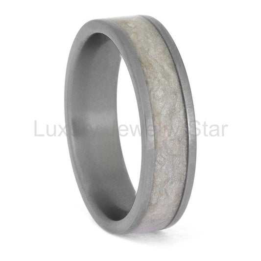 Titanium Memorial Ring with Ashes & Shimmering Mica - image 2