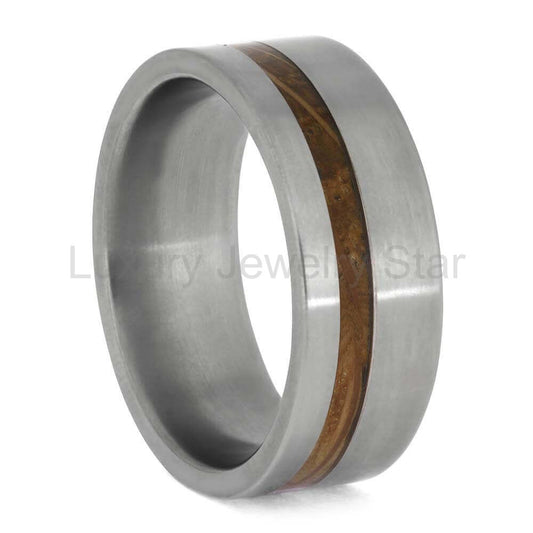 Whiskey Barrel Oak Wood Ring in Matte Titanium - image 2