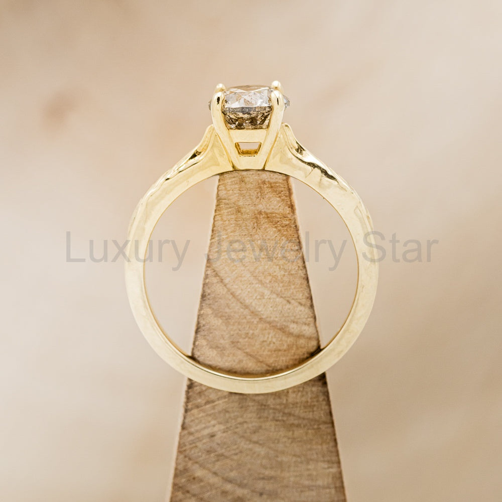 "Hope" - Round Cut Salt & Pepper Diamond Solitaire Engagement Ring With Feather Accents - image 18