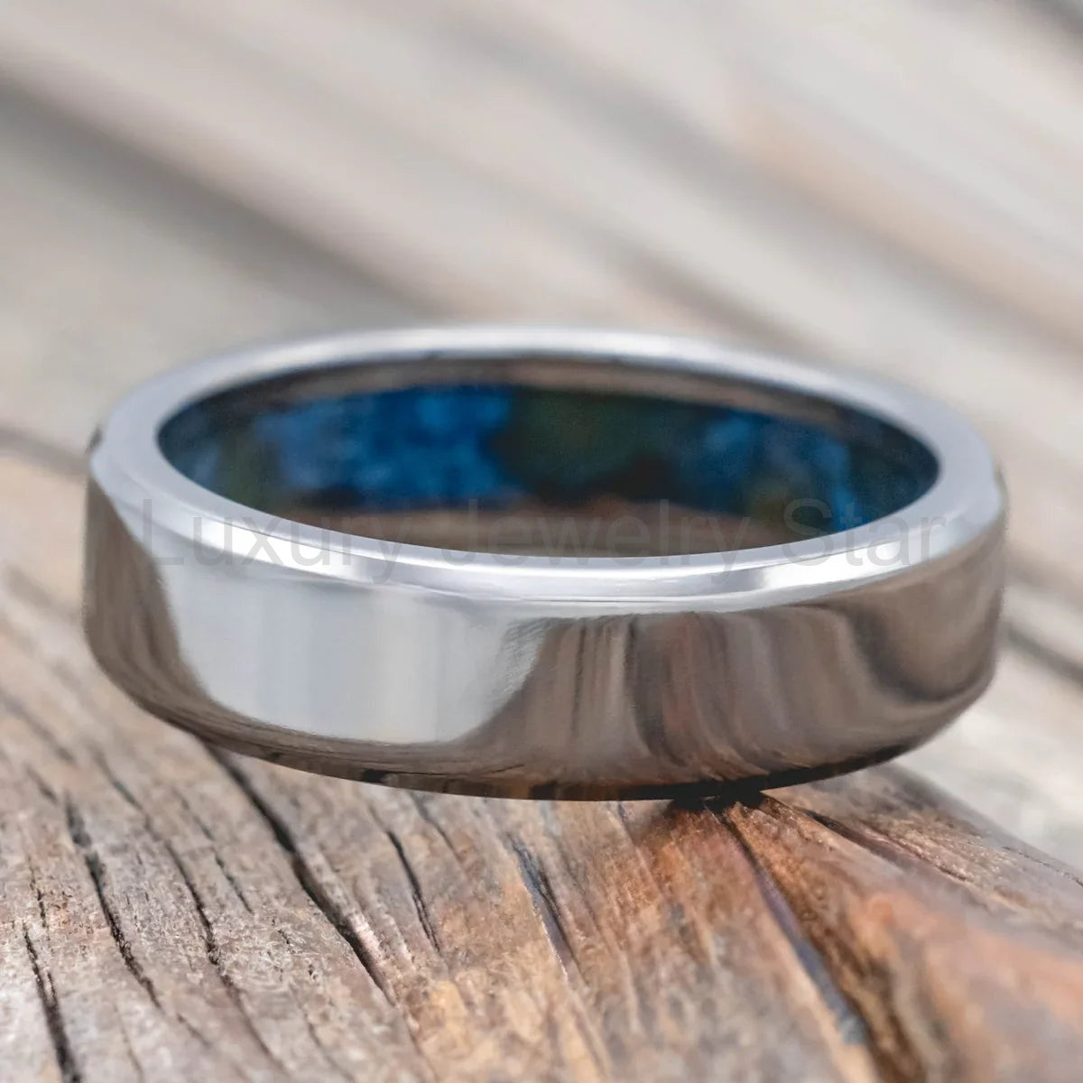 "Hyperion" - Patina Copper Lined Wedding Band - Titanium (6mm) - Size 9 - image 4