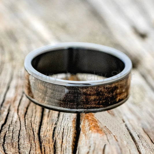 "Rainier" - Dark Maple Wood Wedding Ring - Black Zirconium (8mm) - Size 8 1/4 - image 2