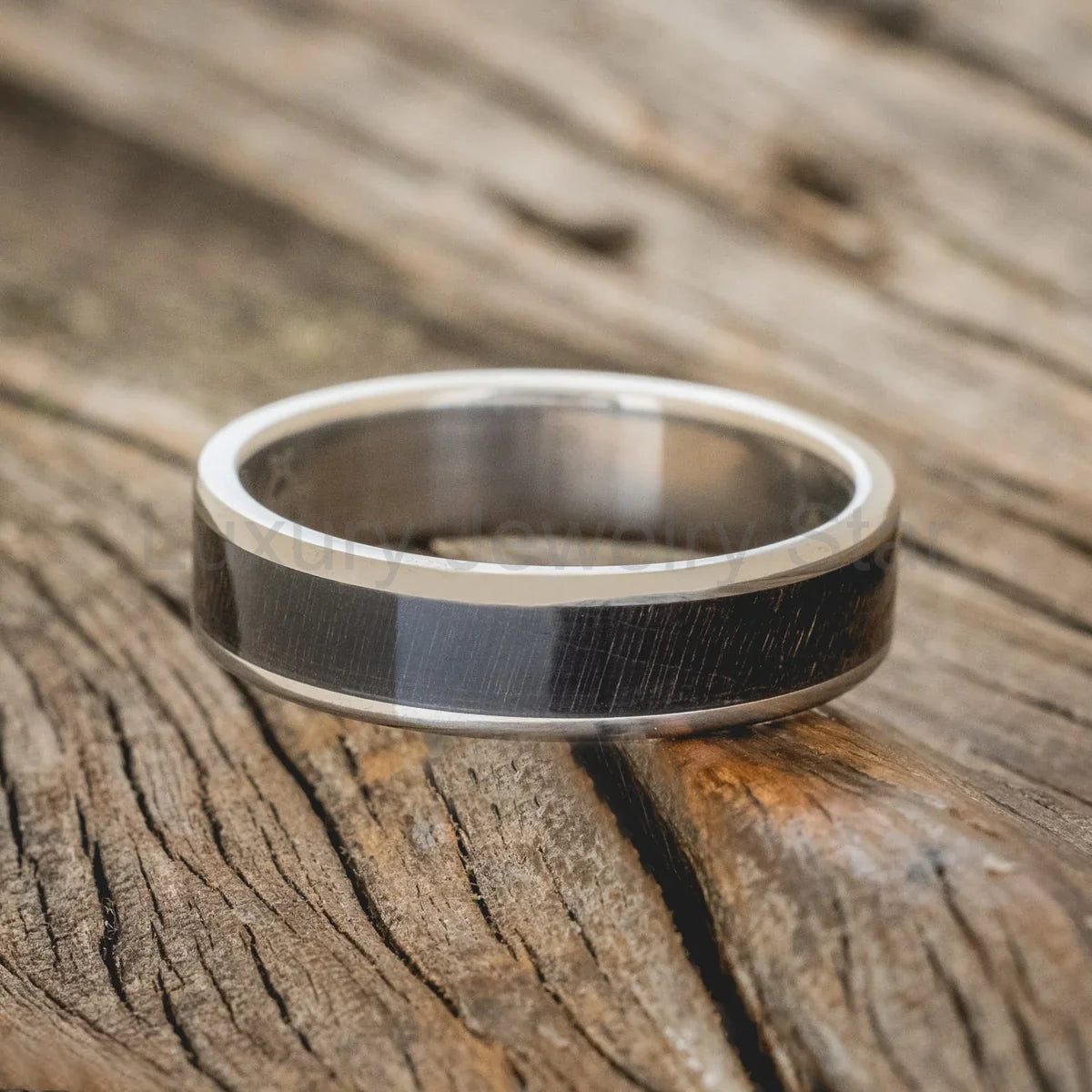 "Rainier" - Dark Maple Wood Wedding Ring - Titanium (6mm) - Size 10 - image 3