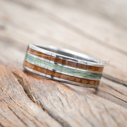 "Rio" - Whiskey Barrel & Fishing Line Wedding Band - Titanium (8mm) - Size 11 - image 2