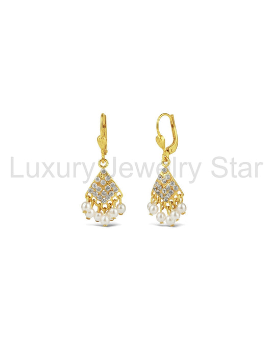 Fan Crystal Pearl Drop Hooks - image 2