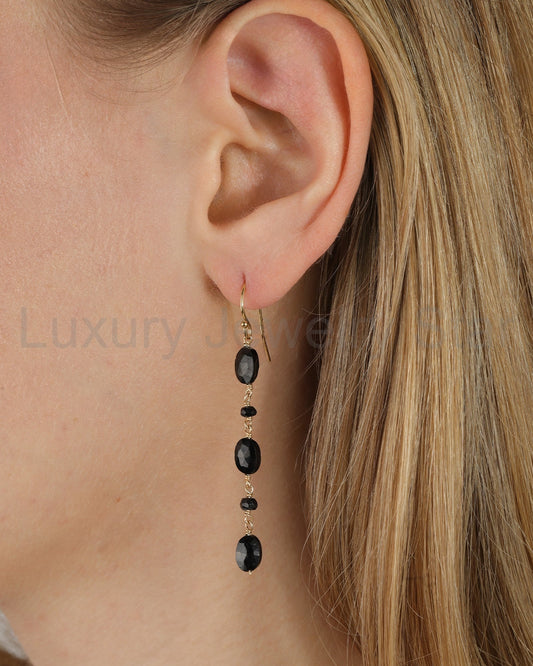 Oval Black Garnet Mixed Drop Hooks - image 2