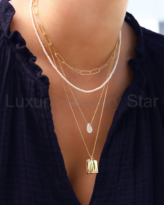 Rainbow Moonstone Pear Cable Chain Necklace | 8mm - image 2