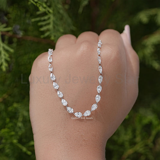 Pear Cut Lab Grown Diamond Link Tennis Necklace - image 2