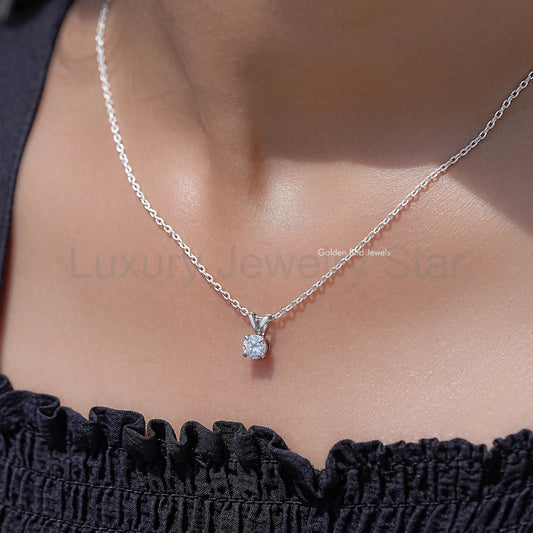 Round Cut Moissanite Solitaire Pendant