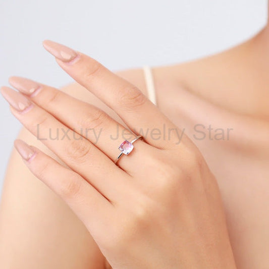 Cushion Cut Watermelon Tourmaline Ring - image 2