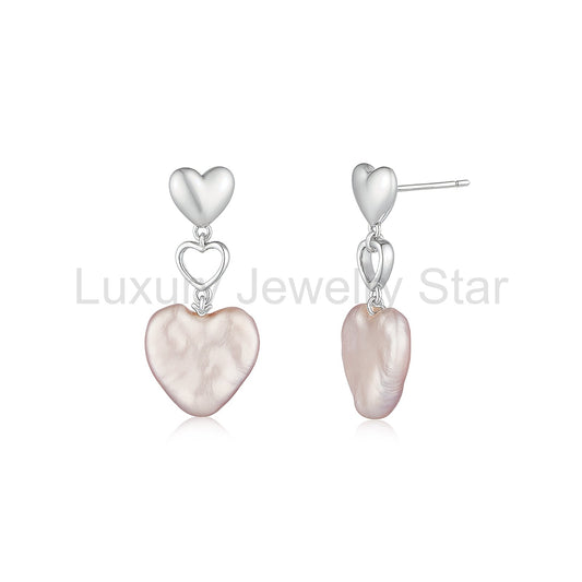 Heart-Shaped Pearl Earrings - image 2