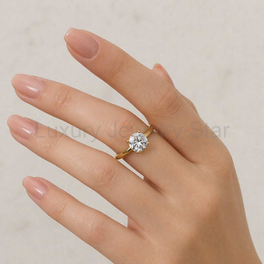 Round Cut Lab Grown Diamond Engagement Ring with Hidden Halo - image 2