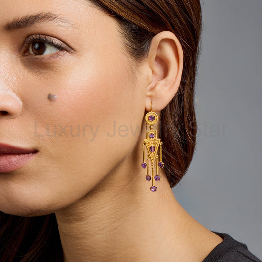 Antique 1860s Amethyst Fringe Earrings - image 2