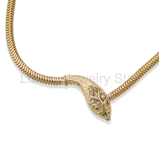 Antique 18K Gold Snake Necklace - image 2