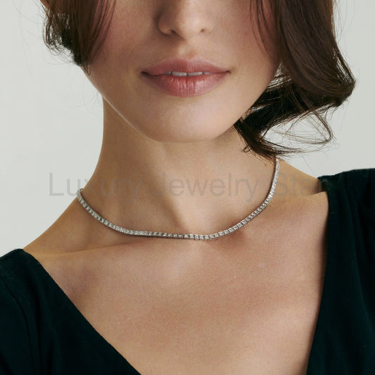 Diamond Box Link Line Necklace - image 2