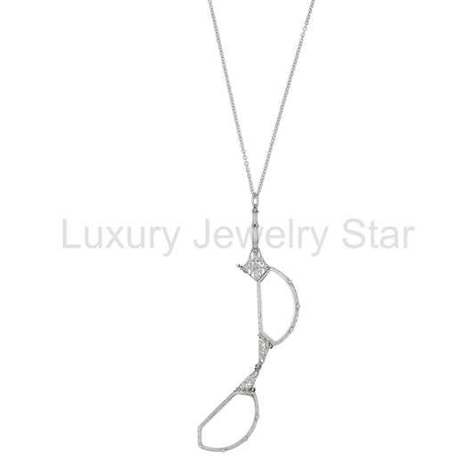 Edwardian Platinum and Diamond Lorgnette Pendant - image 2