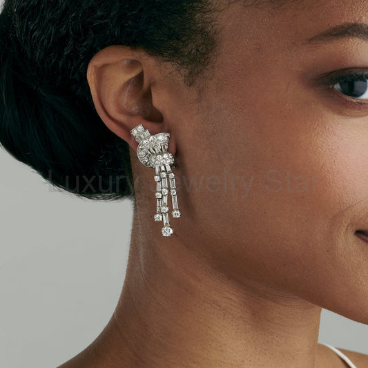 Faraone Diamond Tassel Pendant Earrings - image 2