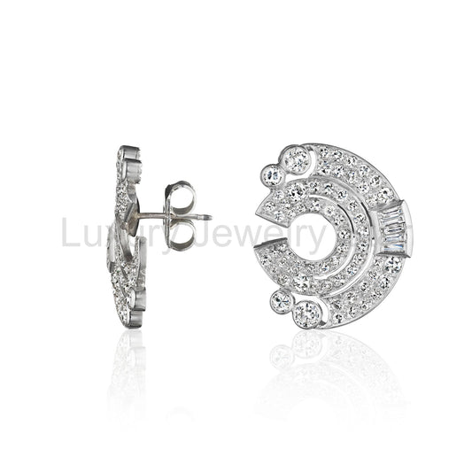 French Art Deco Diamond Earrings - image 2