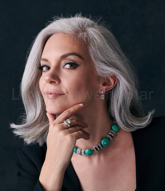 Mauboussin Turquoise, Chalcedony and Diamond Necklace - image 2