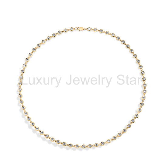 Bezel Tennis Round Moissanite Necklace In Sterling Silver - image 2