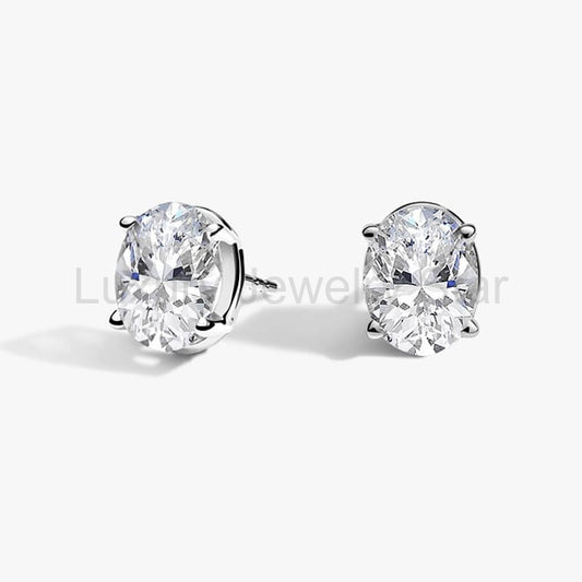 Classic Solitaire Oval Cut Moissanite Four Prong Stud Earrings - image 2