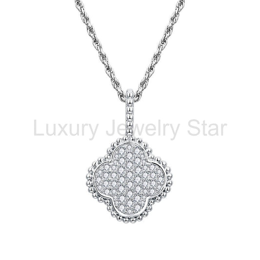 Clover Cluster Moissanite Necklace In Sterling Silver - image 2