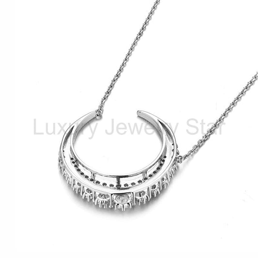 Crescent Moon Moissanite Necklace In Sterling Silver - image 2