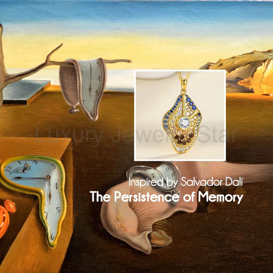 Famous Paintings "The Persistence of Memory" Inspired Moissanite Drop Necklace - image 2