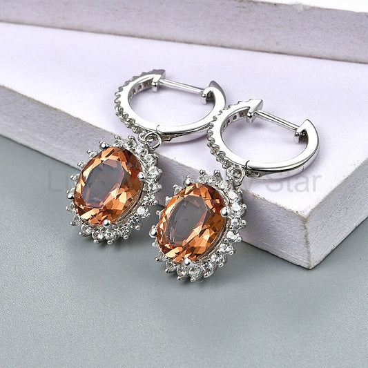 Halo Oval Zultanite Diaspore Drop Earrings In Sterling Silver - image 2