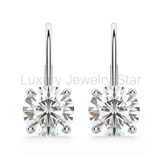 Hoop Moissanite Leverback Earrings In Sterling Silver - image 2