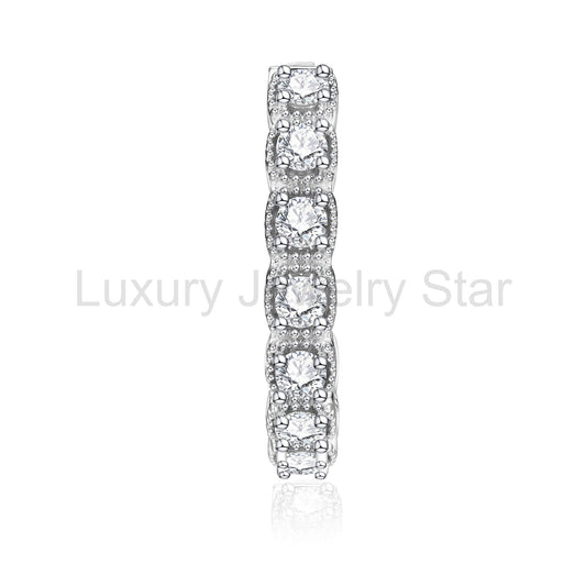 Milgrain Moissanite Square Hoop Earrings In Sterling Silver - image 2