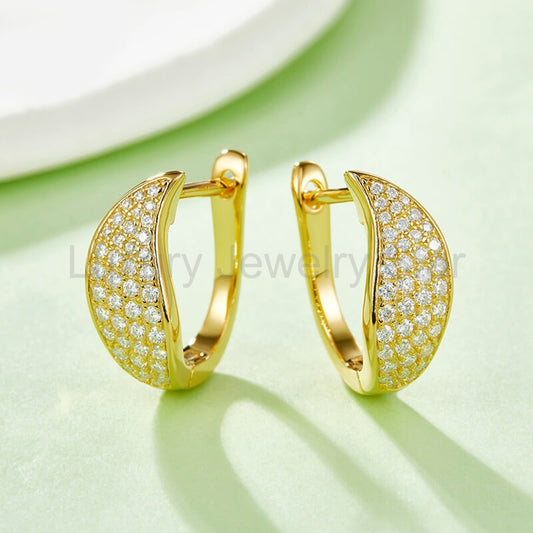 Moissanite Leaf Pave Hoop Earrings In Sterling Silver - image 2