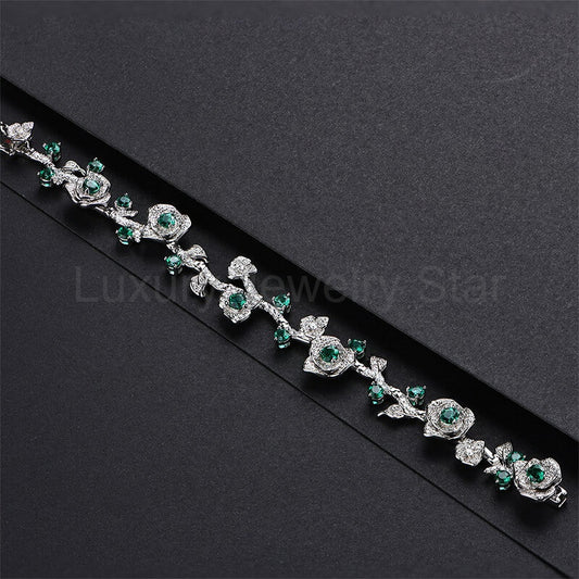 Rose Round Gemstones Vine Bracelet In Sterling Silver - image 2