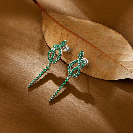 Snake Earrings Green Nano Gemstone In Sterling Silver - image 2