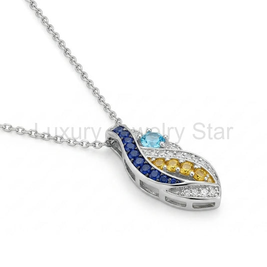 Starry Night Inspired Moissanite Artistic Swirl Drop Necklace In Sterling Silver - image 2