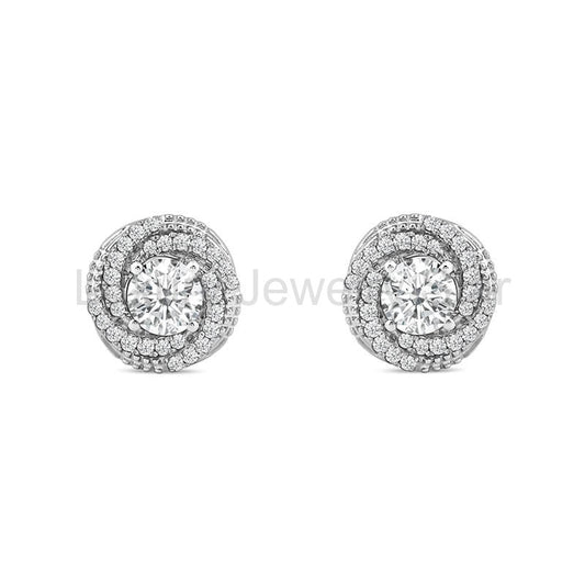 Swirling Twisted Moissanite Pave Stud Earrings In Sterling Silver - image 2