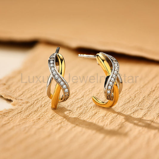 Treble Clef Moissanite Pave Earrings In Sterling Silver - image 2