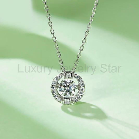 Dancing Moissanite Around You Pave Necklace in Sterling Silver - image 2