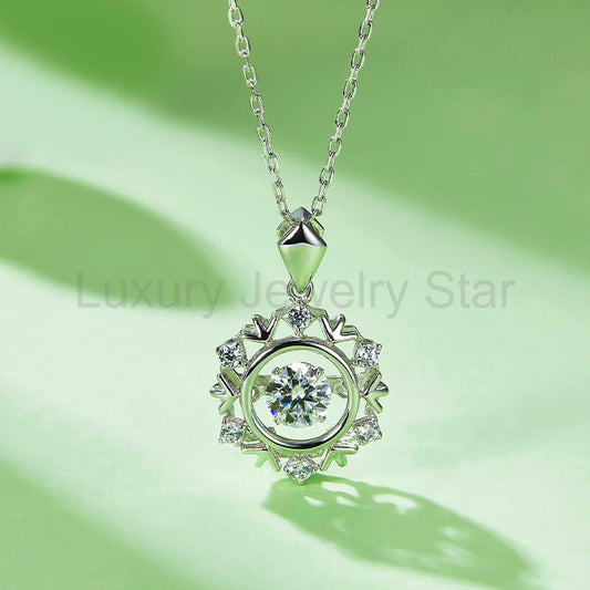 Dancing Moissanite Arrow Side Stone Necklace in Sterling Silver - image 2