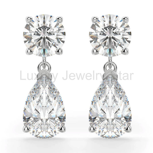 Pear Cut Moissanite Drop Earrings In Sterling Silver - image 2