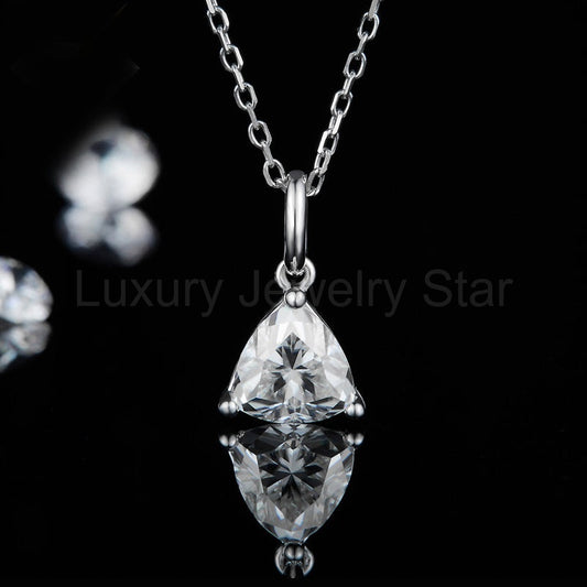 Solitaire Trillion-Cut Moissanite Sterling Silver Necklace Pendant - image 2