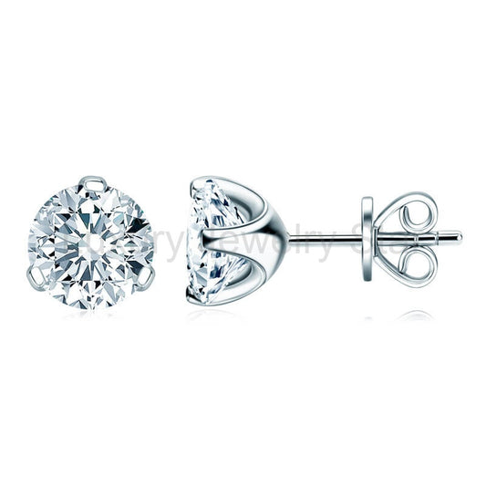 Three-Prong Round Moissanite Stud Earrings In Sterling Silver - image 2