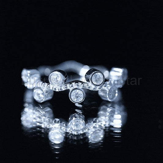 Bezel Set Lab Grown Diamond Curved Wedding Band - image 2