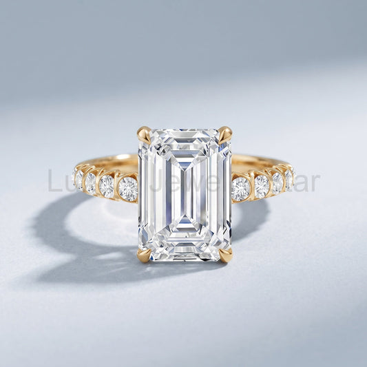 Huge 5 Carat Lab Grown Diamond Emerald Cut Engagement Ring IGI Certificate - image 2