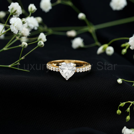 IGI Certified Heart Lab Grown Diamond Side Stone Engagement Ring 2 Carat - image 2