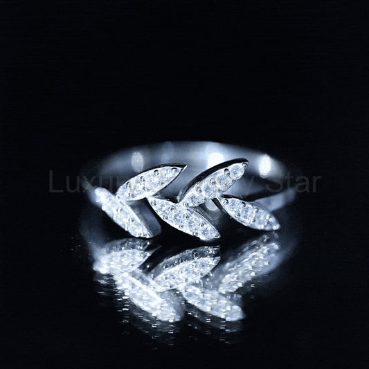 Nature Inspired Lab Grown Diamond Olive Leaf Branch Ring - image 2