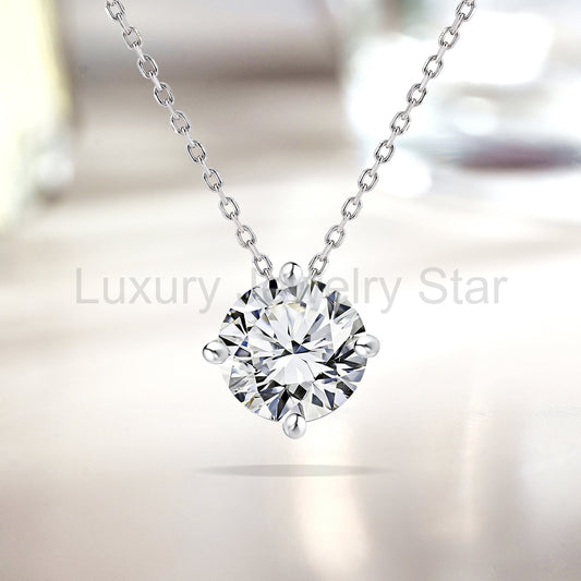 1 Carat Moissanite Prong Setting Solitaire Slide Necklace