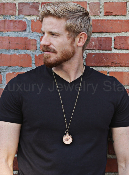FINAL SALE Antiqued Compass Necklace - image 2