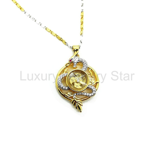 Gold Rotating Windmill Energy with Dragon Feng Shui Lucky Necklace - image 2