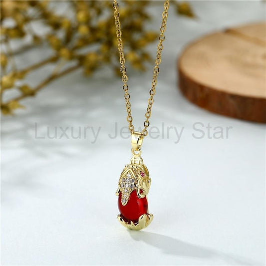 Red Garnet Pixiu Wealth Necklace - image 2
